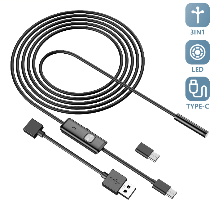 Câmera Endoscópica para Celular LED (3 Brindes Inclusos)