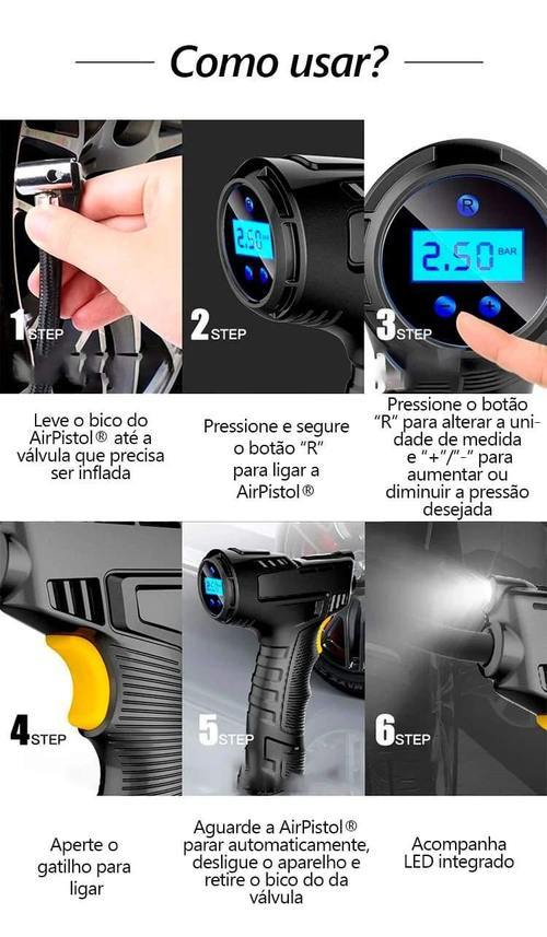 Calibrador de Pneus Digital + 3 Bicos Diferentes - AirPistol